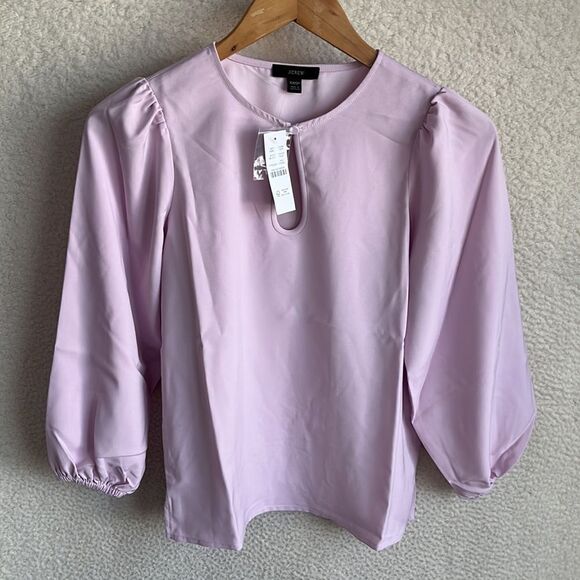 J Crew Puff Sleeve Crepe Top Womens Size XXS‎ Petite Lilac - Picture 2 of 9